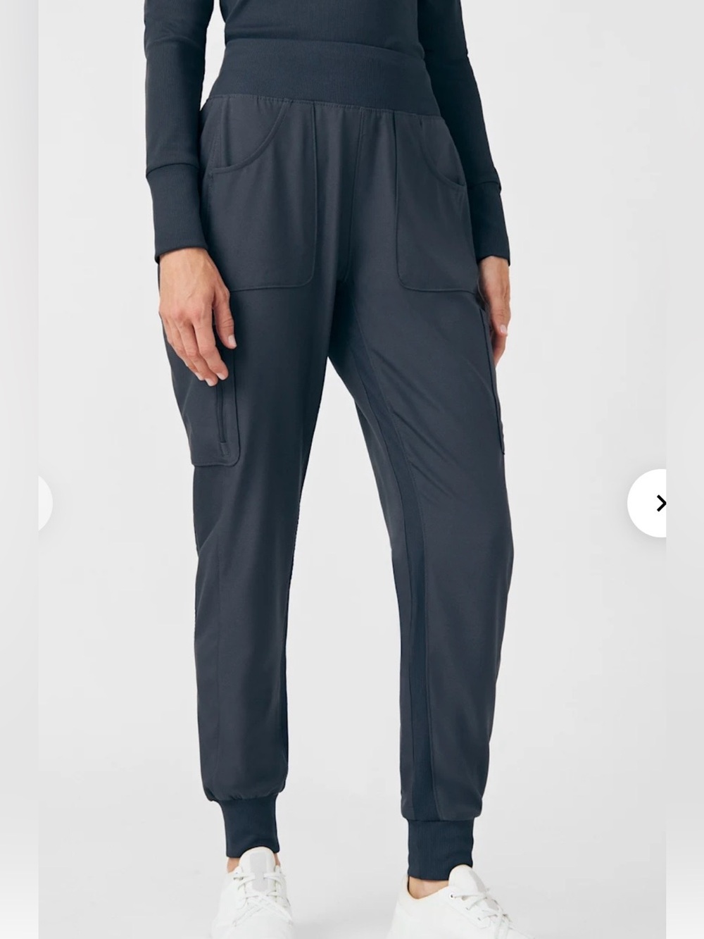 NWT Landau Forward 7-Pocket Rib Knit Waist Cargo Jogger Women M Pewter Regular